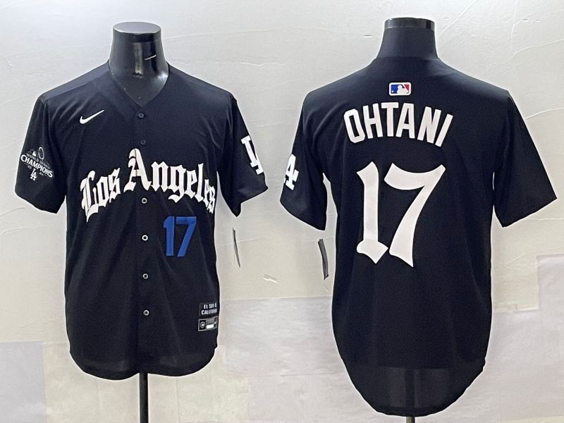 Men Los Angeles Dodgers #17 Ohtani Black Five generations Joint Name 2025 Nike MLB Jersey style 34
